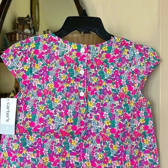Brand New Carter’s 2-Piece Set Floral Peasant Top & Tailored Pink Shorts - Picture 7 of 16